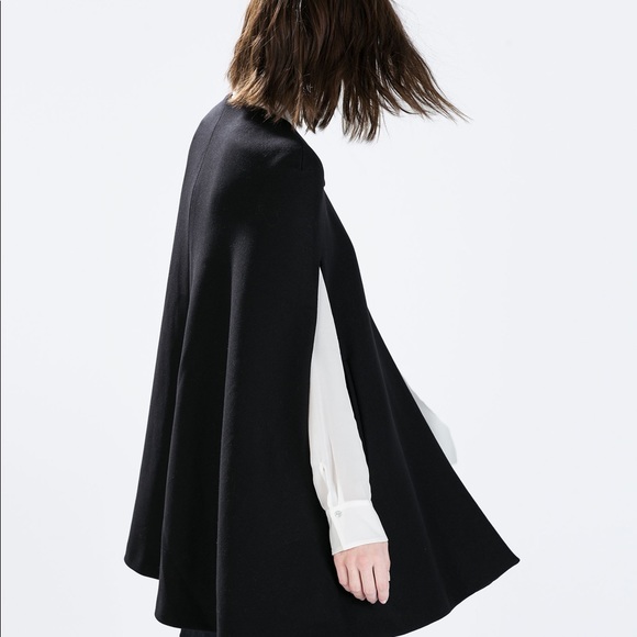 zara black cape jacket